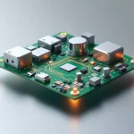 High-quality PCB assembly with electronic components, microchips, and connectors on a green printed circuit board