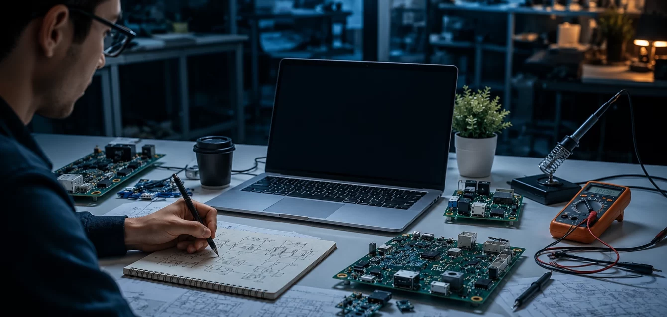 Generative AI assisting engineers in hardware product development with AI-driven PCB design, electronic prototyping, and engineering workflow optimization.